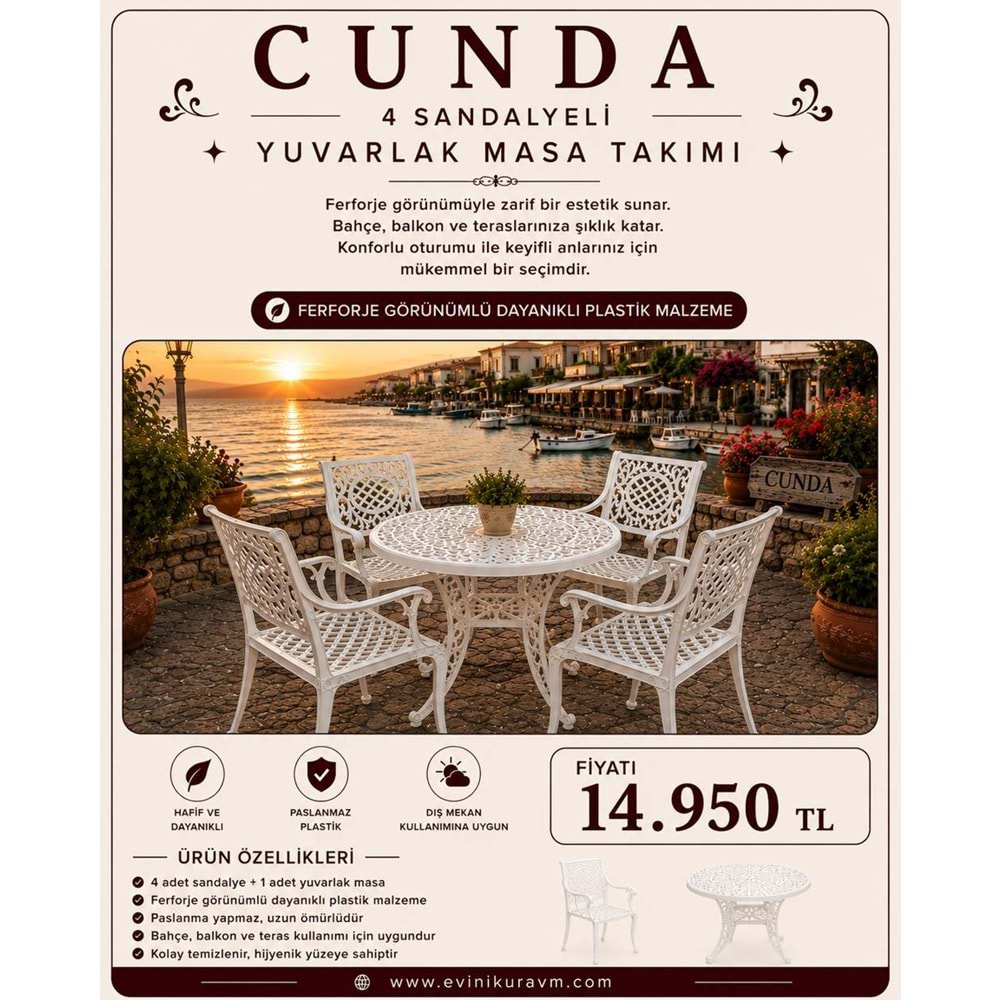 CUNDA 4 SANDALYELİ MASA TAKIMI