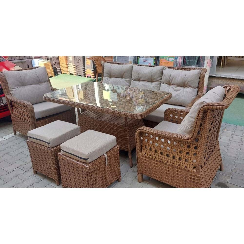 ASLANHAN 3 LÜ RATTAN BAHÇE OTURMA GRUBU