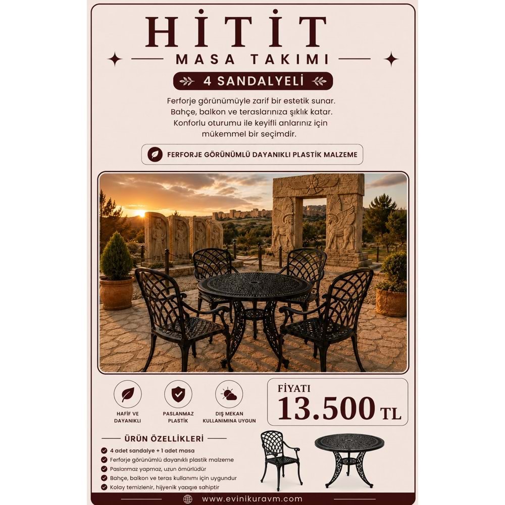 HİTİT 4 SANDALYELİ MASA TAKIMI