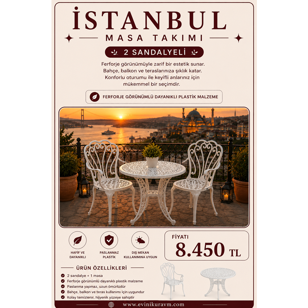 İSTANBUL 2 SANDALYELİ MASA TAKIMI