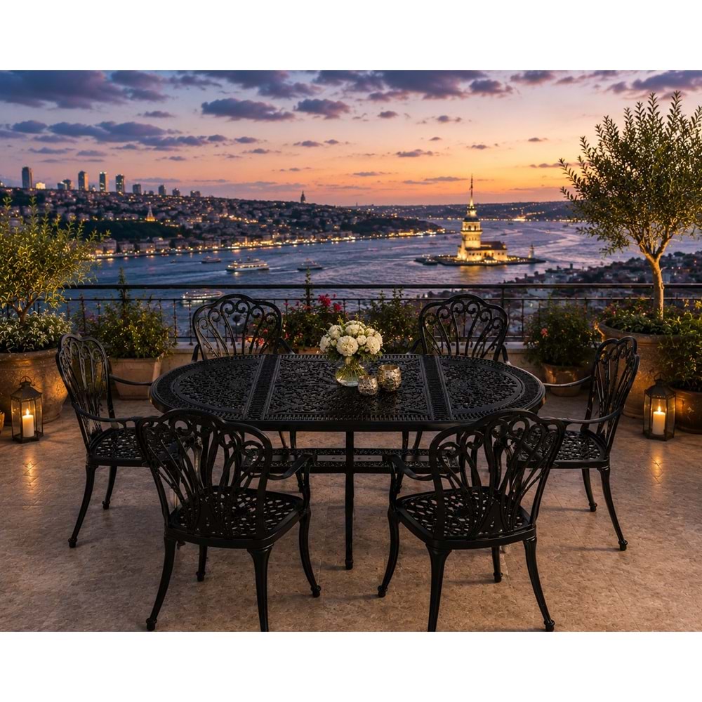 İSTANBUL 6 SANDALYELİ OVAL MASA TAKIMI