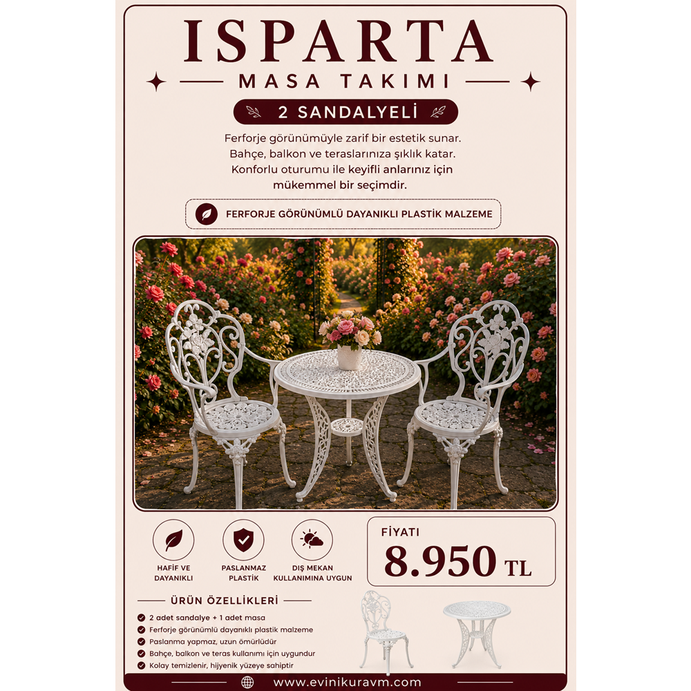 ISPARTA 2 SANDALYELİ MASA TAKIMI
