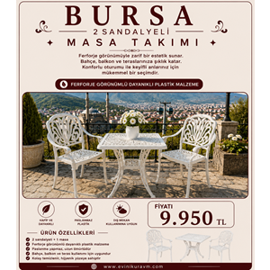 BURSA 2 SANDALYELİ MASA TAKIMI