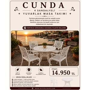 CUNDA 4 SANDALYELİ MASA TAKIMI