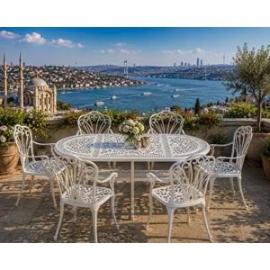 İSTANBUL 6 SANDALYELİ OVAL MASA TAKIMI