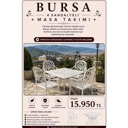 BURSA 4 SANDALYELİ MASA TAKIMI