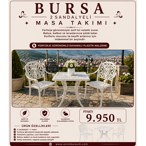 BURSA 2 SANDALYELİ MASA TAKIMI