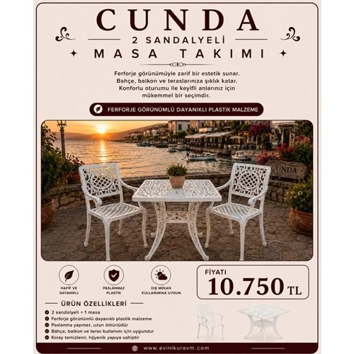 CUNDA 2 SANDALYELİ MASA TAKIMI