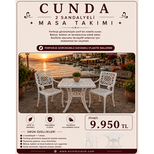 CUNDA 2 SANDALYELİ MASA TAKIMI