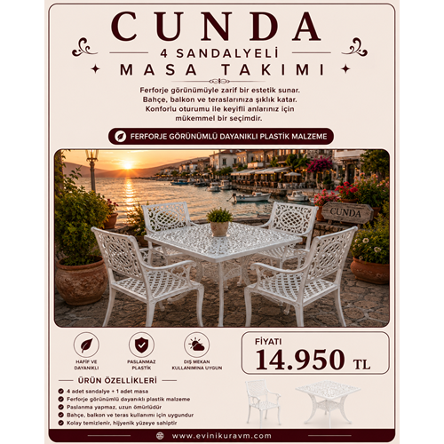 CUNDA 4 SANDALYELİ MASA TAKIMI