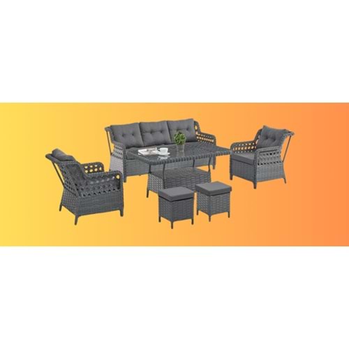 ASLANHAN 3 LÜ RATTAN BAHÇE OTURMA GRUBU