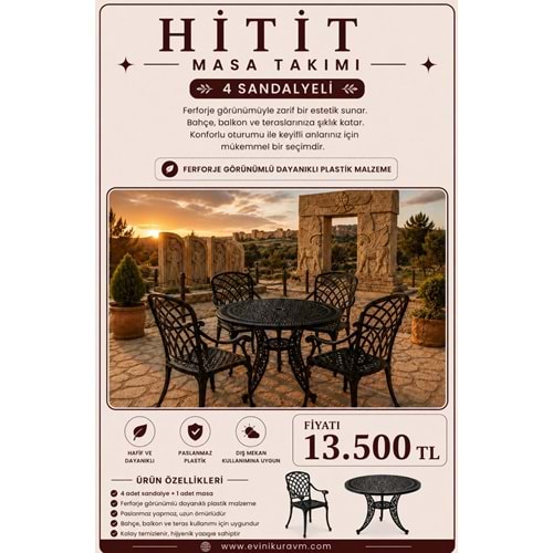 HİTİT 4 SANDALYELİ MASA TAKIMI