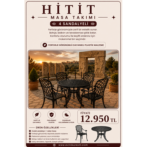 HİTİT 4 SANDALYELİ MASA TAKIMI