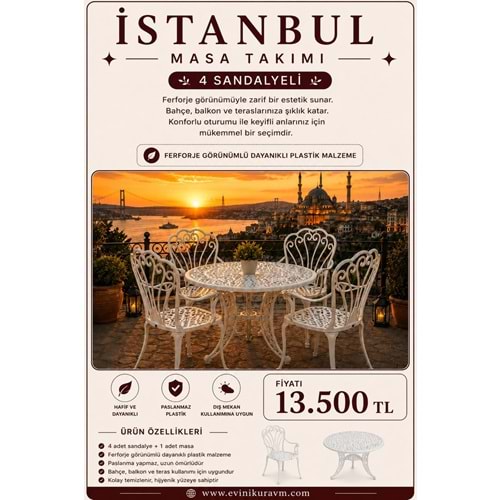 İSTANBUL 4 SANDALYELİ MASA TAKIMI