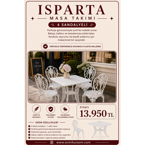 ISPARTA 4 SANDALYELİ MASA TAKIMI
