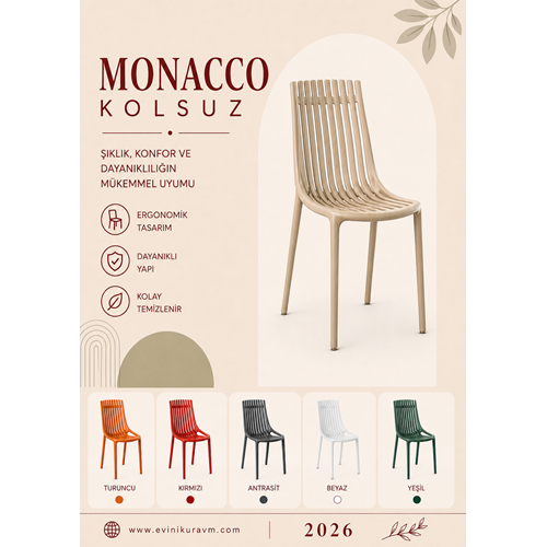 MONACCO KOLSUZ SANDALYE ( 12 ADET )