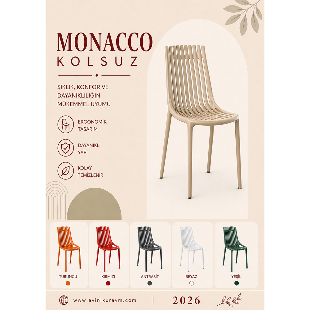 MONACCO KOLSUZ SANDALYE ( 12 ADET )